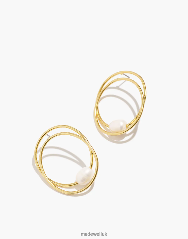 Madewell Women Front-Facing Double Hoop Earrings Jewelry Freshwater Pearl 8P486902