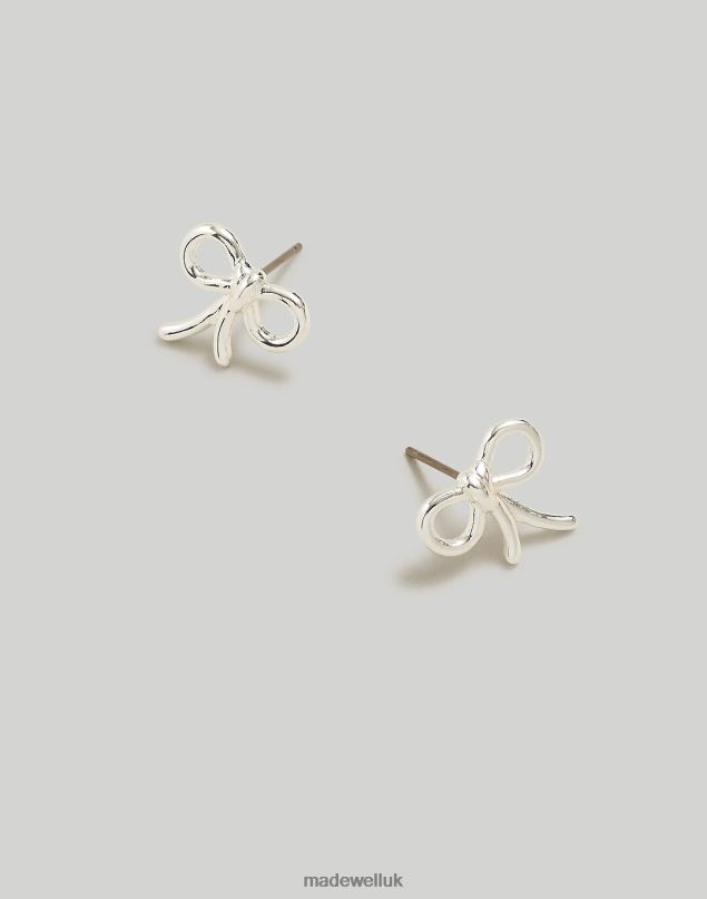 Madewell Women Mini Bow Stud Earrings Jewelry Polished Silver 8P486839