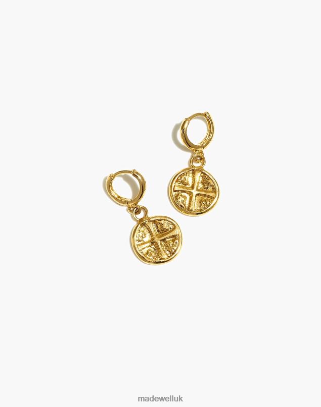 Madewell Women NASHIRA ARNO Vermeil Karla Mini Coin Charm Huggie Hoop Earrings Jewelry Gold 8P4861526