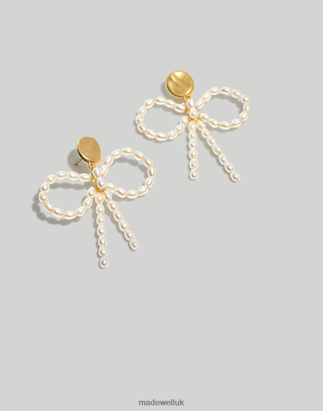 Madewell Women Pearl Bow Statement Earrings Jewelry Freshwater Pearl 8P486931