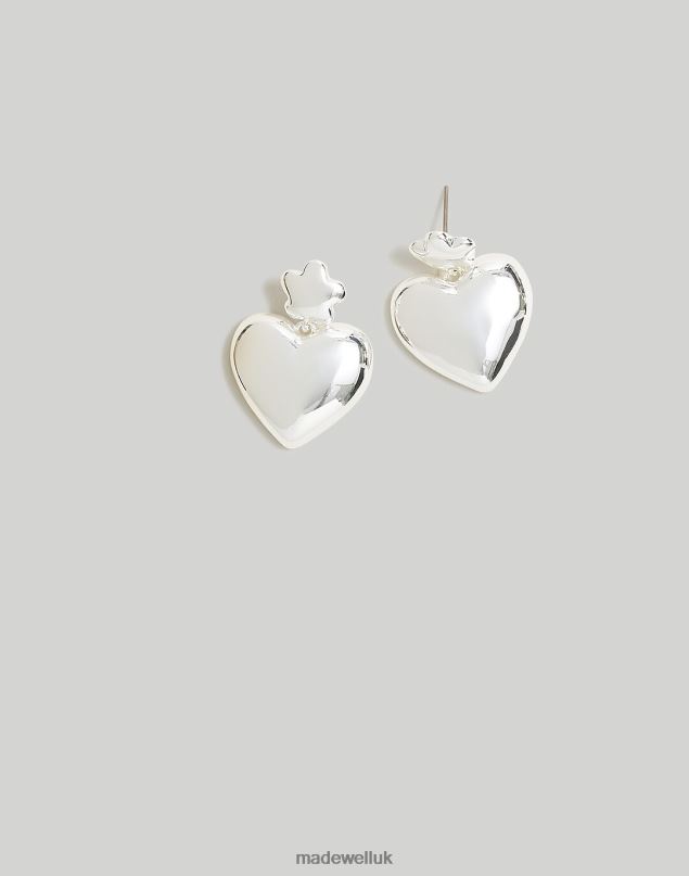 Madewell Women Puffy Heart Statement Earrings Jewelry Polished Silver 8P486879