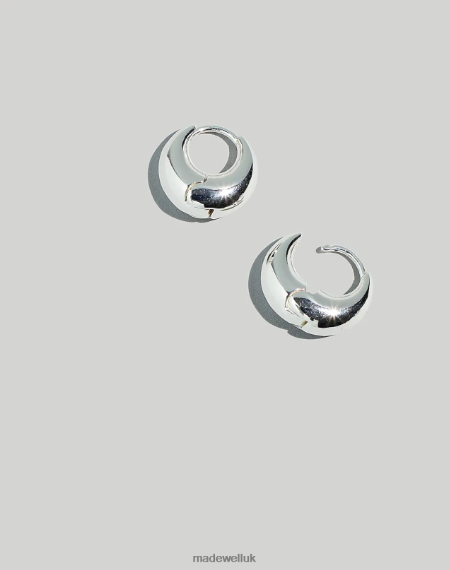 Madewell Women Puffy Hoop Earrings Jewelry Polished Silver 8P486899