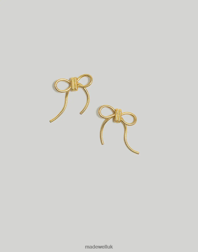 Madewell Women Snake Chain Bow Statement Earrings Jewelry Polished Gold 8P486928