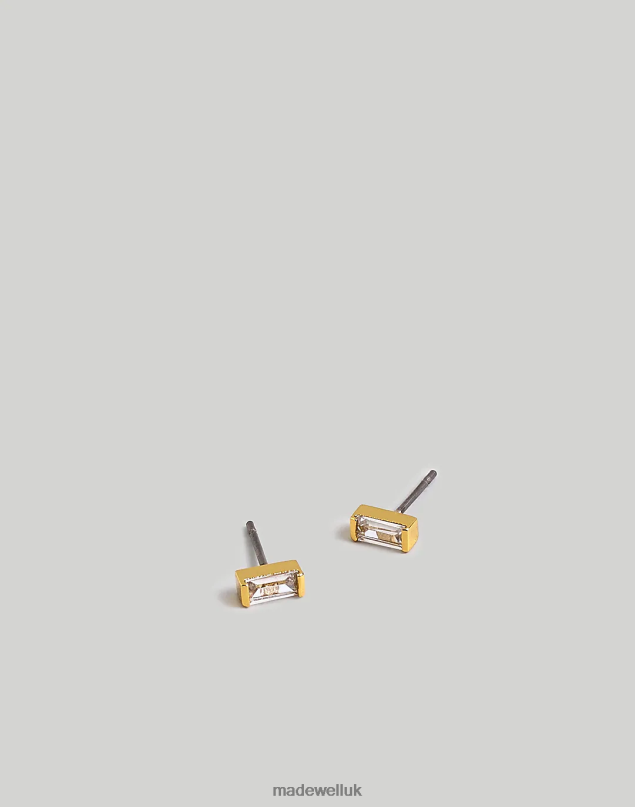 Madewell Women The Tennis Collection Baguette Crystal Stud Earrings Jewelry Pale Gold 8P486880