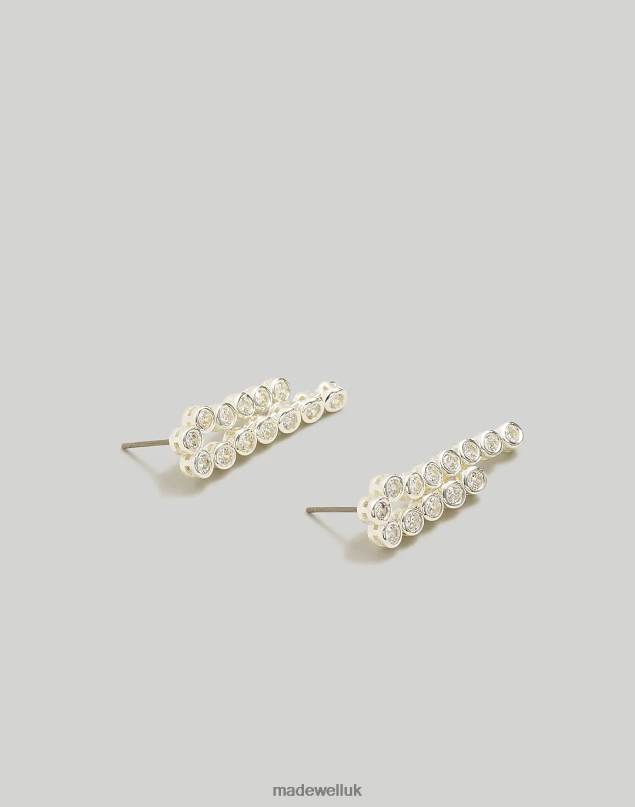 Madewell Women The Tennis Collection Bezel Set Crystal Waterfall Earrings Jewelry Polished Silver 8P486855