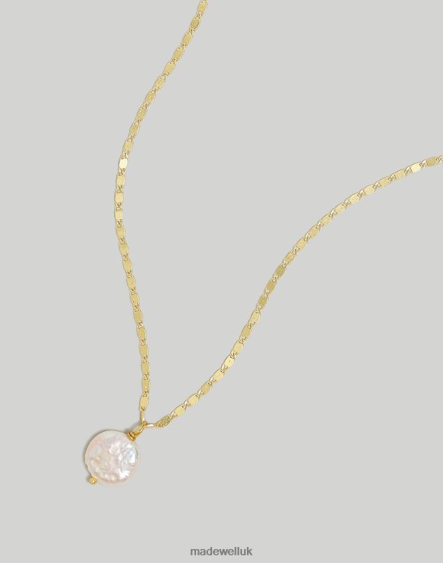 Madewell Women Casted Pearl Coin Necklace Jewelry Vintage Gold 8P486963