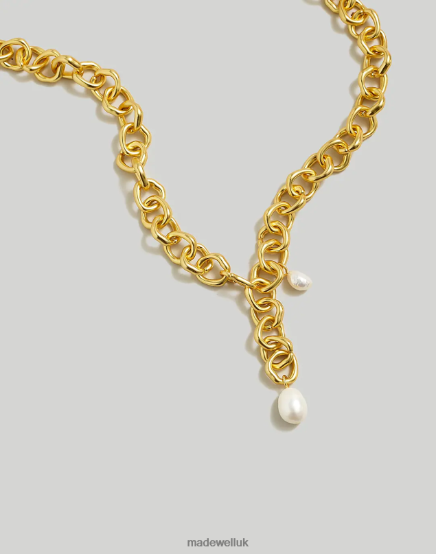 Madewell Women Freshwater Pearl Chunky Chain Necklace Jewelry Vintage Gold 8P486936