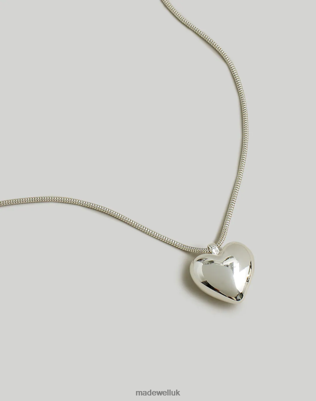 Madewell Women Puffy Heart Pendant Necklace Jewelry Polished Silver 8P486952