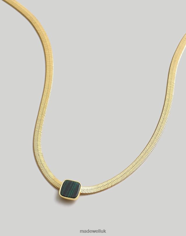 Madewell Women Stone Collection Tiger Eye Herringbone Chain Necklace Jewelry Vintage Gold 8P486962