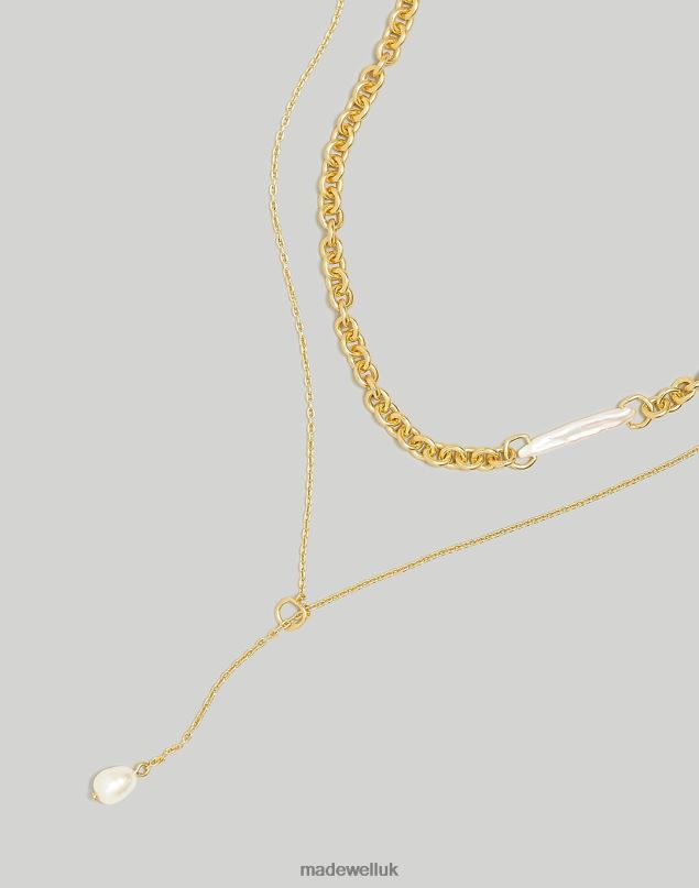 Madewell Women Two-Pack Casted Pearl Necklace Set Jewelry Pale Gold 8P486947