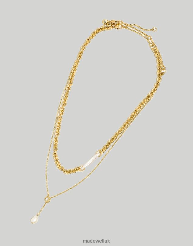 Madewell Women Two-Pack Casted Pearl Necklace Set Jewelry Pale Gold 8P486947
