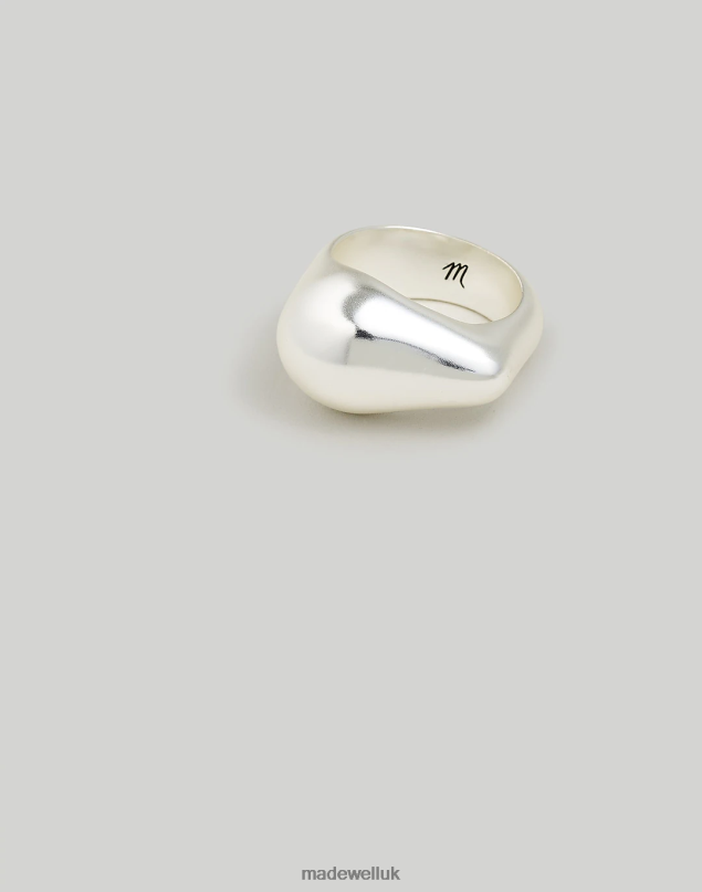 Madewell Women Droplet Signet Band Ring Jewelry Light Silver Ox 8P486973
