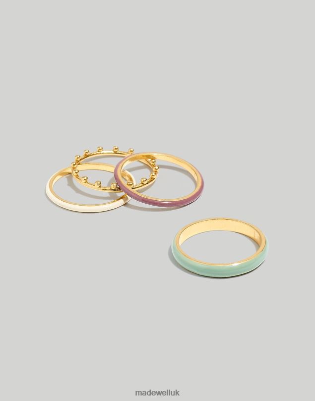 Madewell Women Enamel Stacking Ring Set Jewelry Iced Mint 8P486994