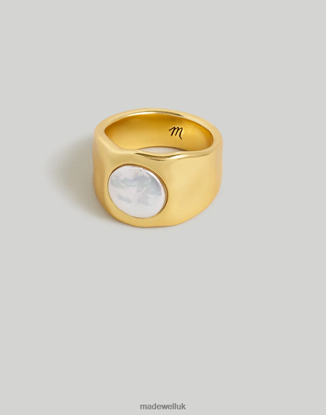 Madewell Women Freshwater Pearl Cigar Band Ring Jewelry Vintage Gold 8P486971