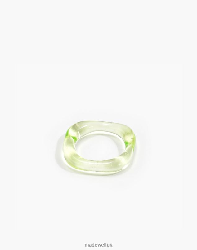 Madewell Women Jane D'Arensbourg Lime Organic Band Glass Ring Jewelry Light Green 8P4861473
