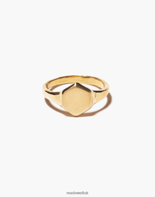 Madewell Women Odette Hex Signet Ring Jewelry Brass 8P4862073