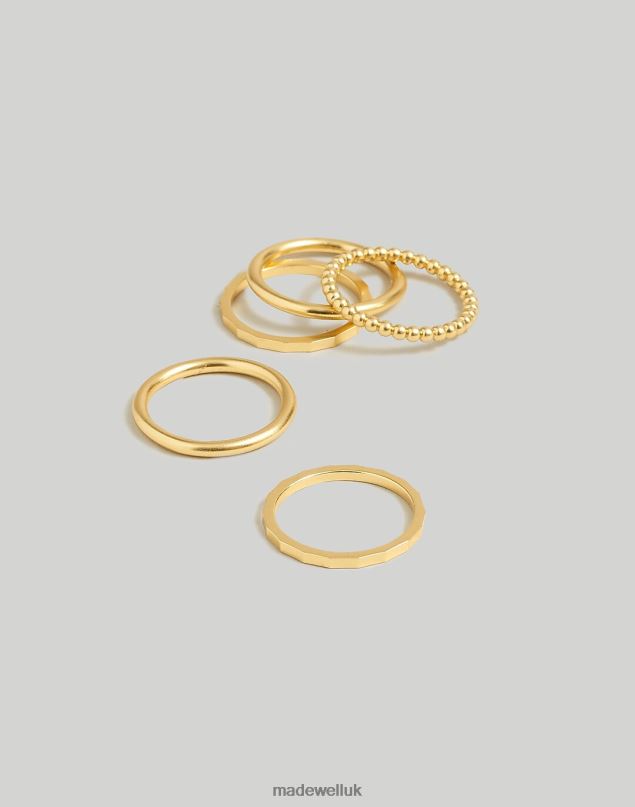 Madewell Women Simple Stacking Ring Set Jewelry Vintage Gold 8P486985