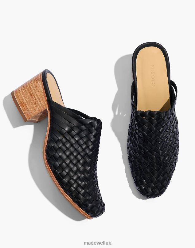 Madewell Women Nisolo All-Day Woven Heeled Mule Footwear Black 8P4862044