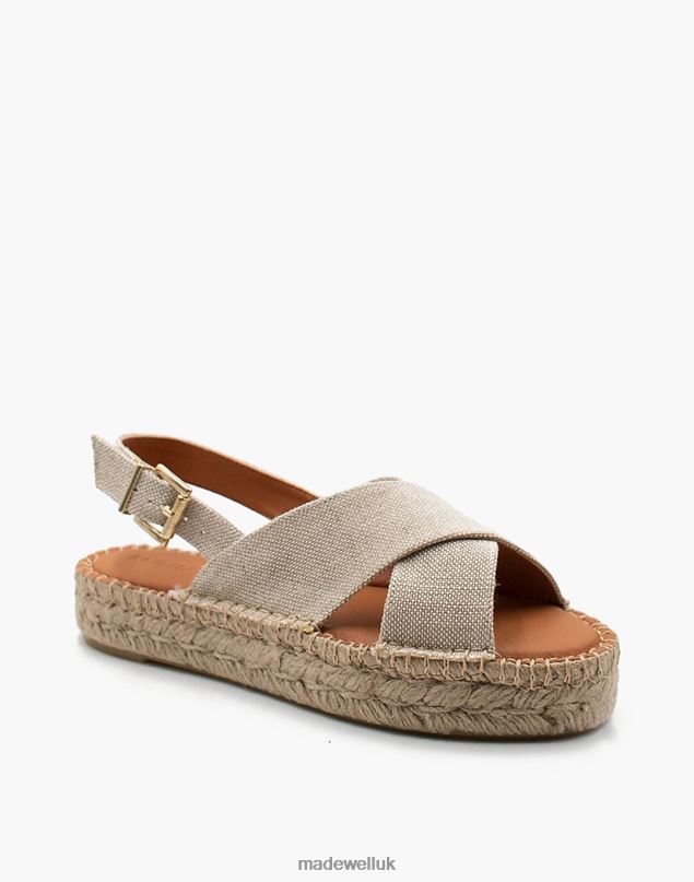 Madewell Women ALOHAS Linen Crossed Platform Bicolor Espadrille Sandals Footwear Almond 8P4862729