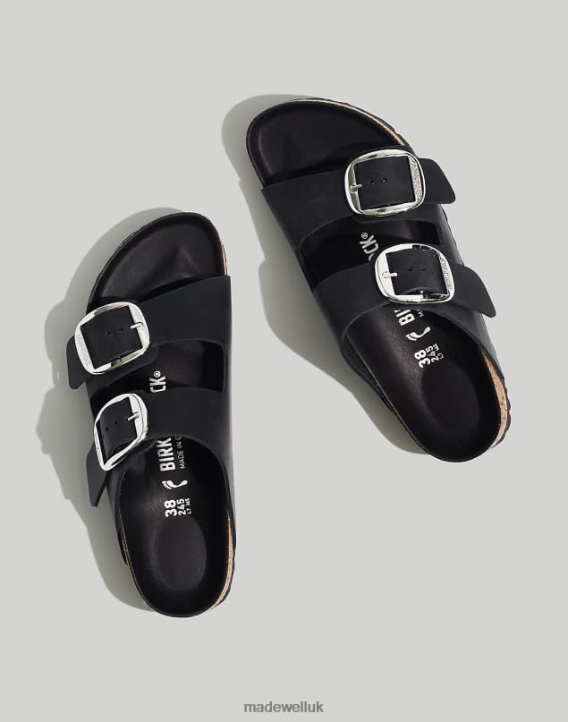 Madewell Women Birkenstock Big Buckle Arizona Sandals Footwear Black Oiled Leather 8P4861264