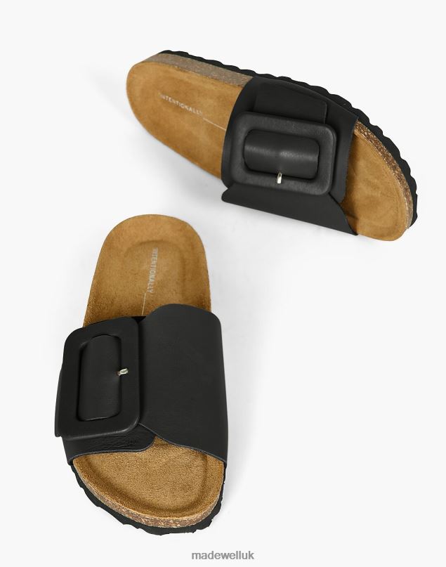 Madewell Women Intentionally Blank Leather Clarice Slide Sandals Footwear Black 8P4861673