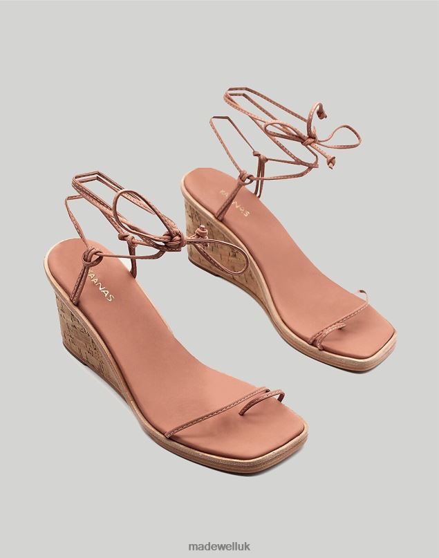Madewell Women KAANAS Amiata Ankle-Wrap Wedge Sandal Footwear Nude 8P4861711