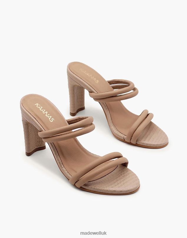 Madewell Women KAANAS Saratov Textured Double Band Sandal with Contrast Heel Footwear Black 8P4861712