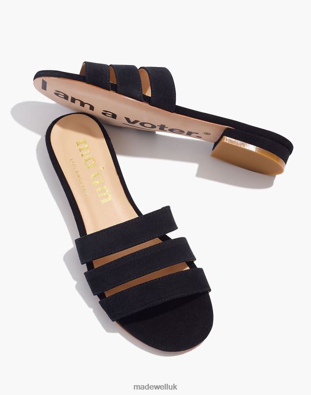 Madewell Women Ma'am Shoes x I Am A Voter Suede CJ Slide Sandals Footwear Black 8P4861522