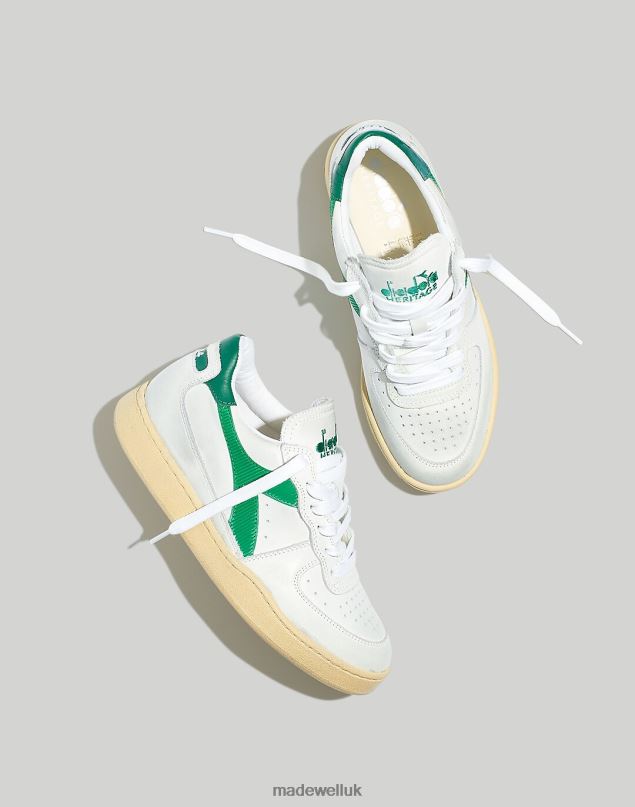 Madewell Women Diadora Mi Basket Lo Used Sneakers Footwear White/Verdant Green 8P4862785
